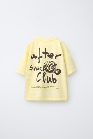 T-SHIRT RAYURES IMPRIMÉ INSCRIPTION - Jaune clair de Zara - Image 1