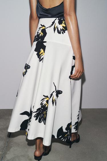 ZW COLLECTION PRINTED MIDI SKIRT - Black / White by Zara - Image 2