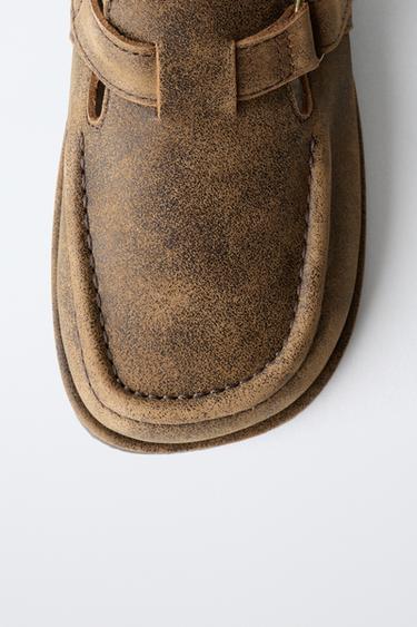 LEATHER SHOES WITH BUCKLE - Brown by Zara - Image 5