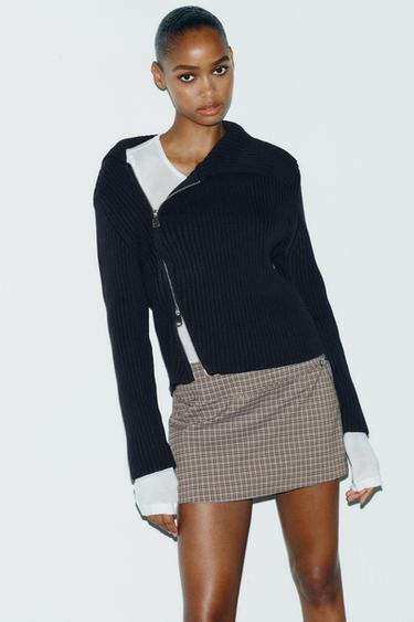 FALDA PANTALÓN CINTURÓN - Gris / Tostado de Zara