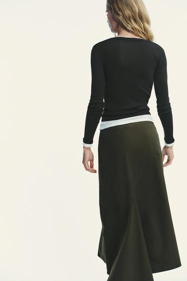 ASYMMETRIC SKIRT - Dark khaki by Zara - Image 4