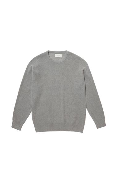 Zara TEXTURED COTTON SWEATER - Gray marl