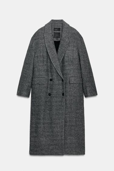 100% WOOL CHECKED COAT ZW COLLECTION LIMITED EDITION - Mid-grey by Zara