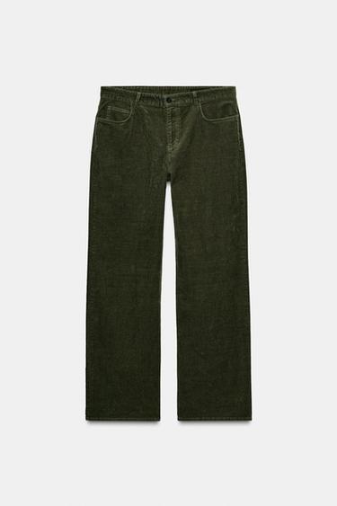 ZW COLLECTION STRAIGHT CORDUROY TROUSERS - Mid-green by Zara