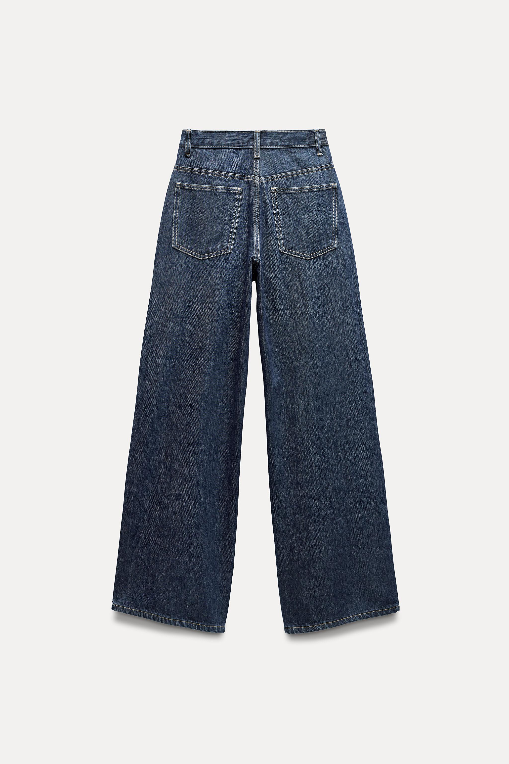 HIGH WAIST TRF WIDE LEG JEANS WITH CROSSOVER WAISTBAND Blue ZARA United Kingdom