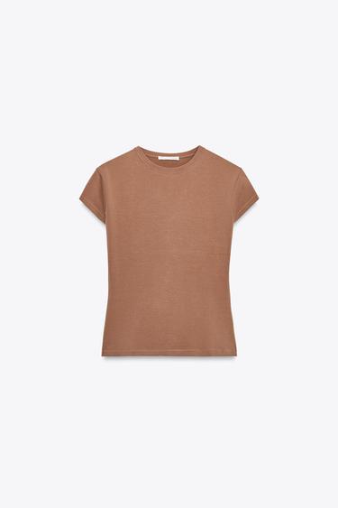 CAMISETA MANGA CORTA - Marrón de Zara