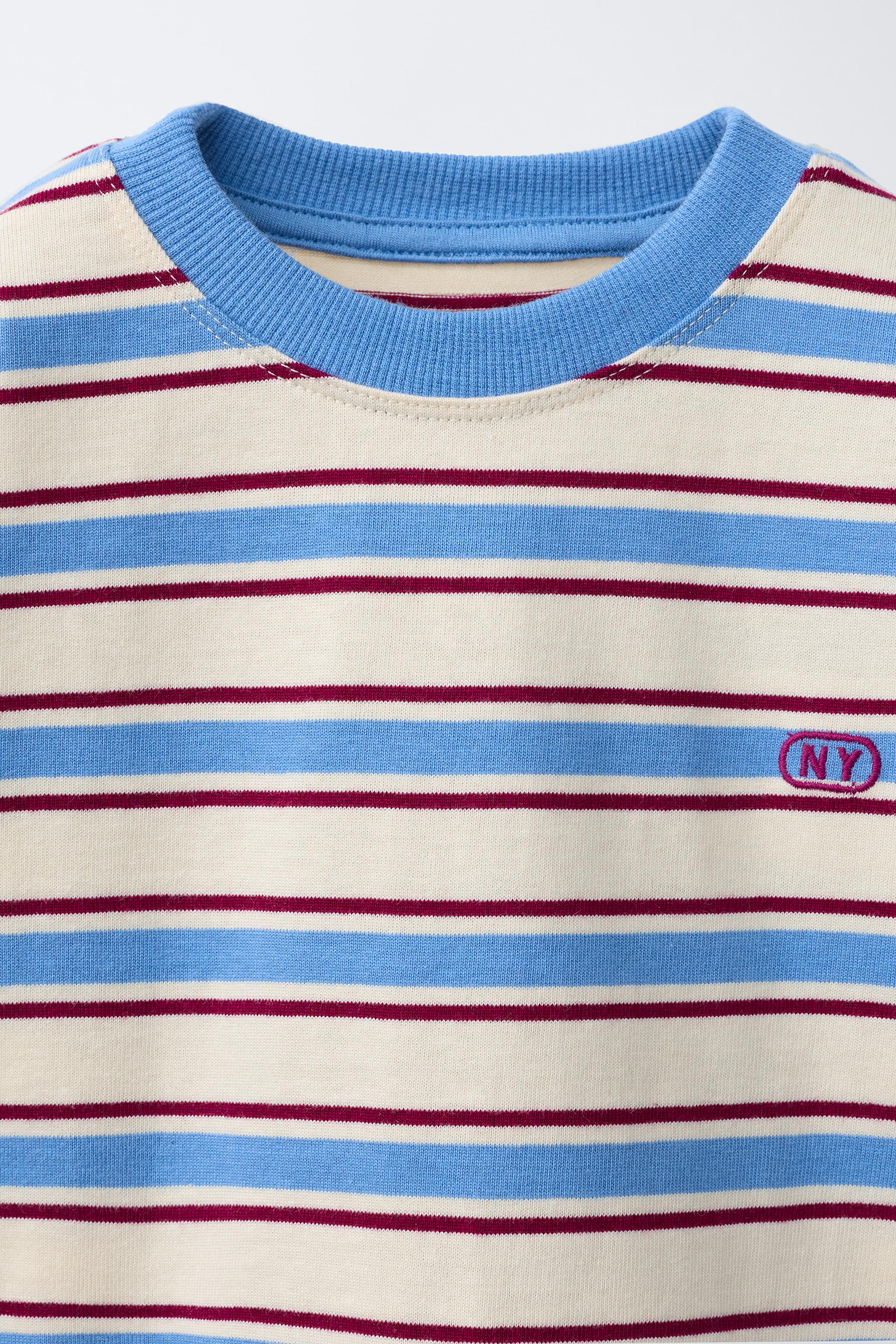 EMBROIDERED LOGO STRIPED T-SHIRT