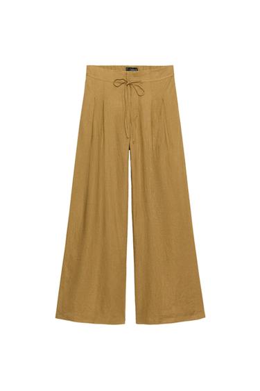 WIDE-LEG TROUSERS WITH DARTS - Ochre by Zara