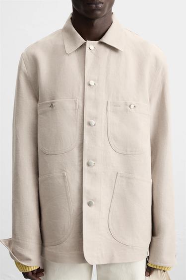 100% LINEN JACKET WITH POCKETS - Sand by Zara - Image 5