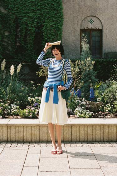 STRIPED KNIT JUMPER - Mid-blue by Zara
