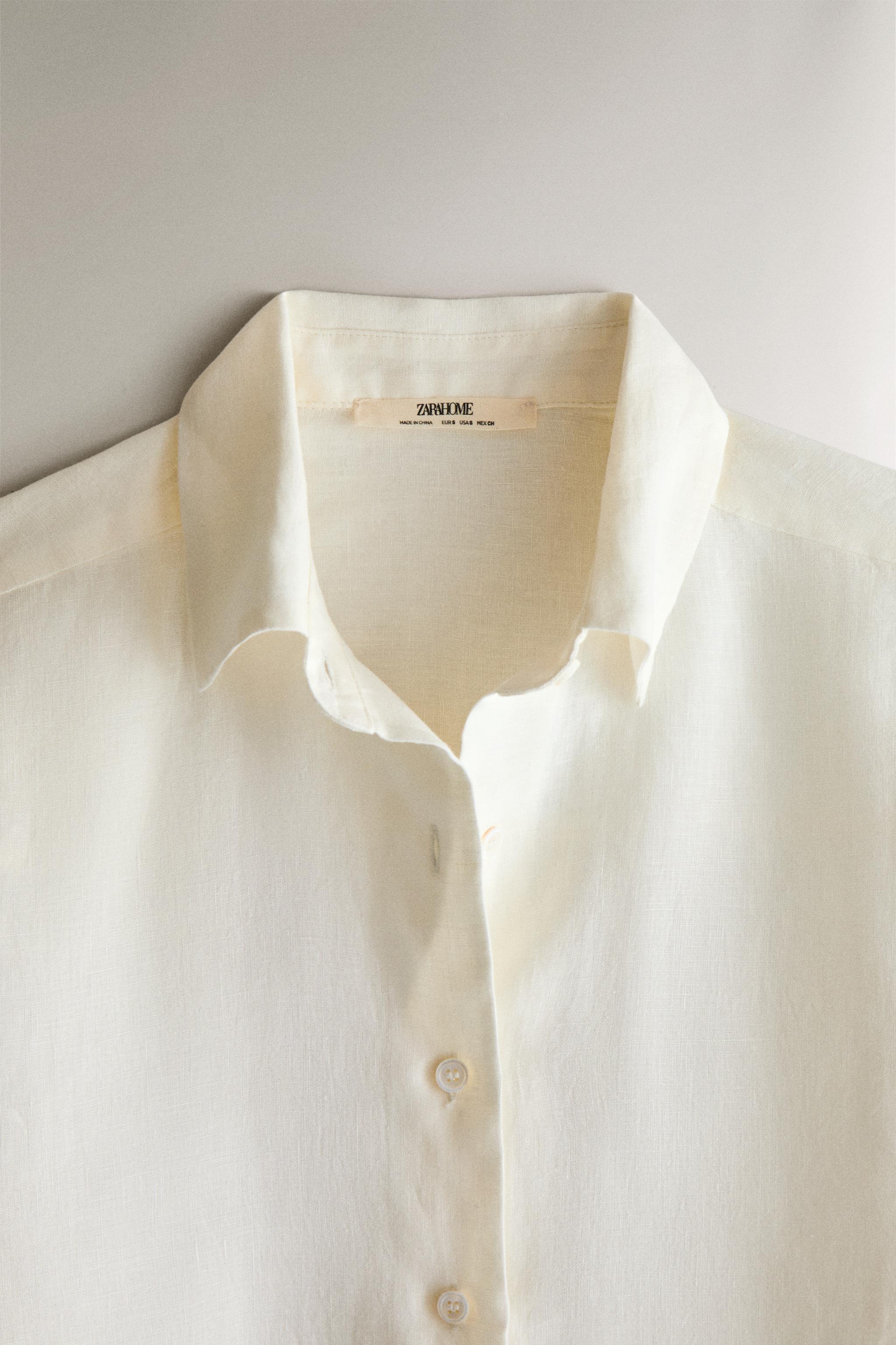 LONG SLEEVE LINEN SHIRT — Ecru