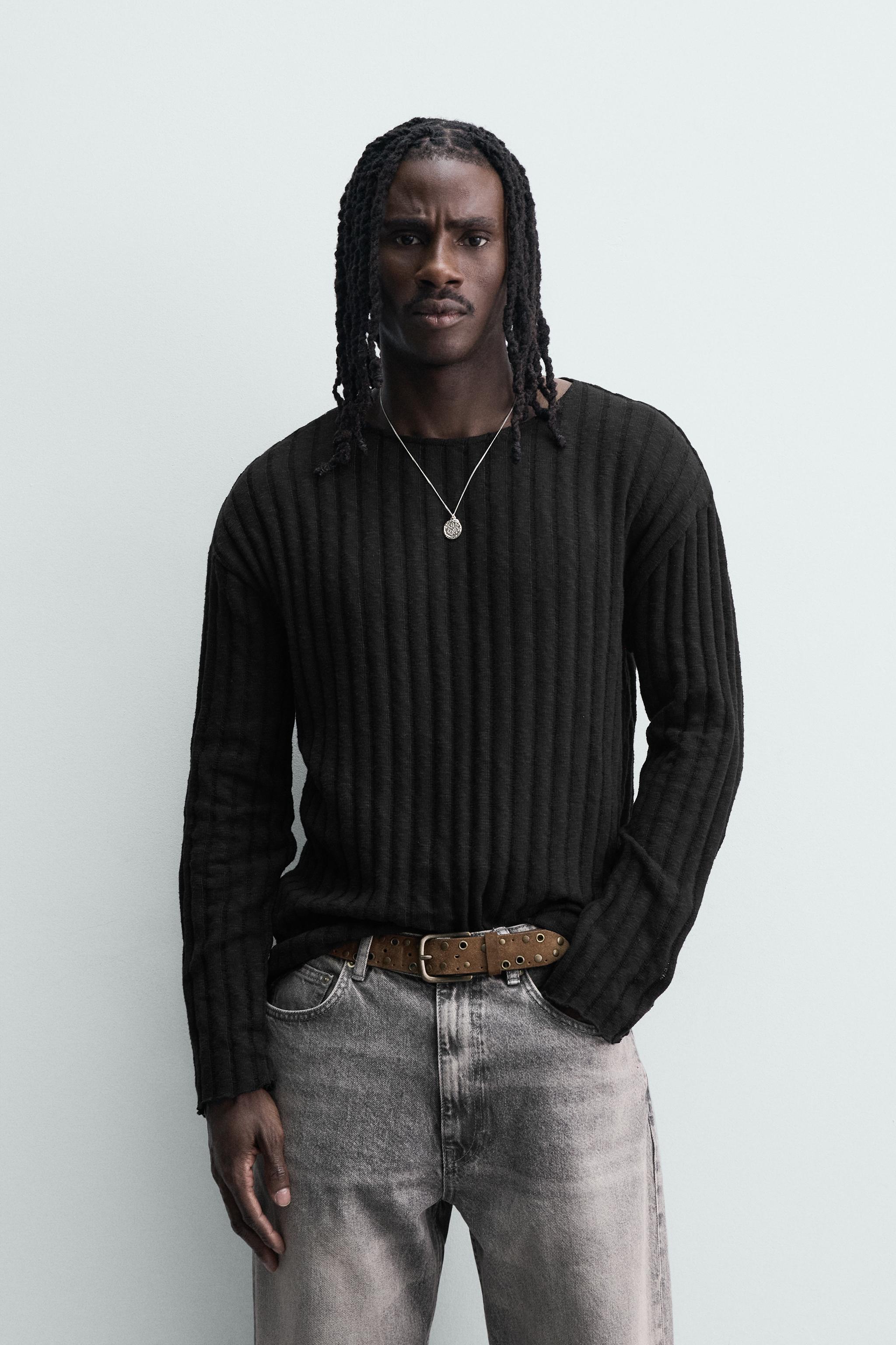 RIB KNIT OPENWORK JUMPER - Black | ZARA India