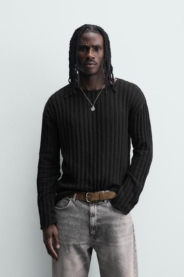 ДЖЕМПЕР В РУБЧИК С ЭФФЕКТОМ ПОТЕРТОСТИ — ЧЕРНЫЙ от Zara