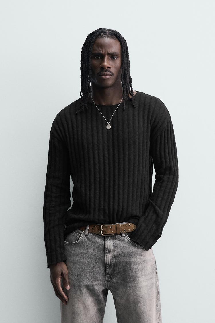 ZARA RIB KNIT OPENWORK JUMPER