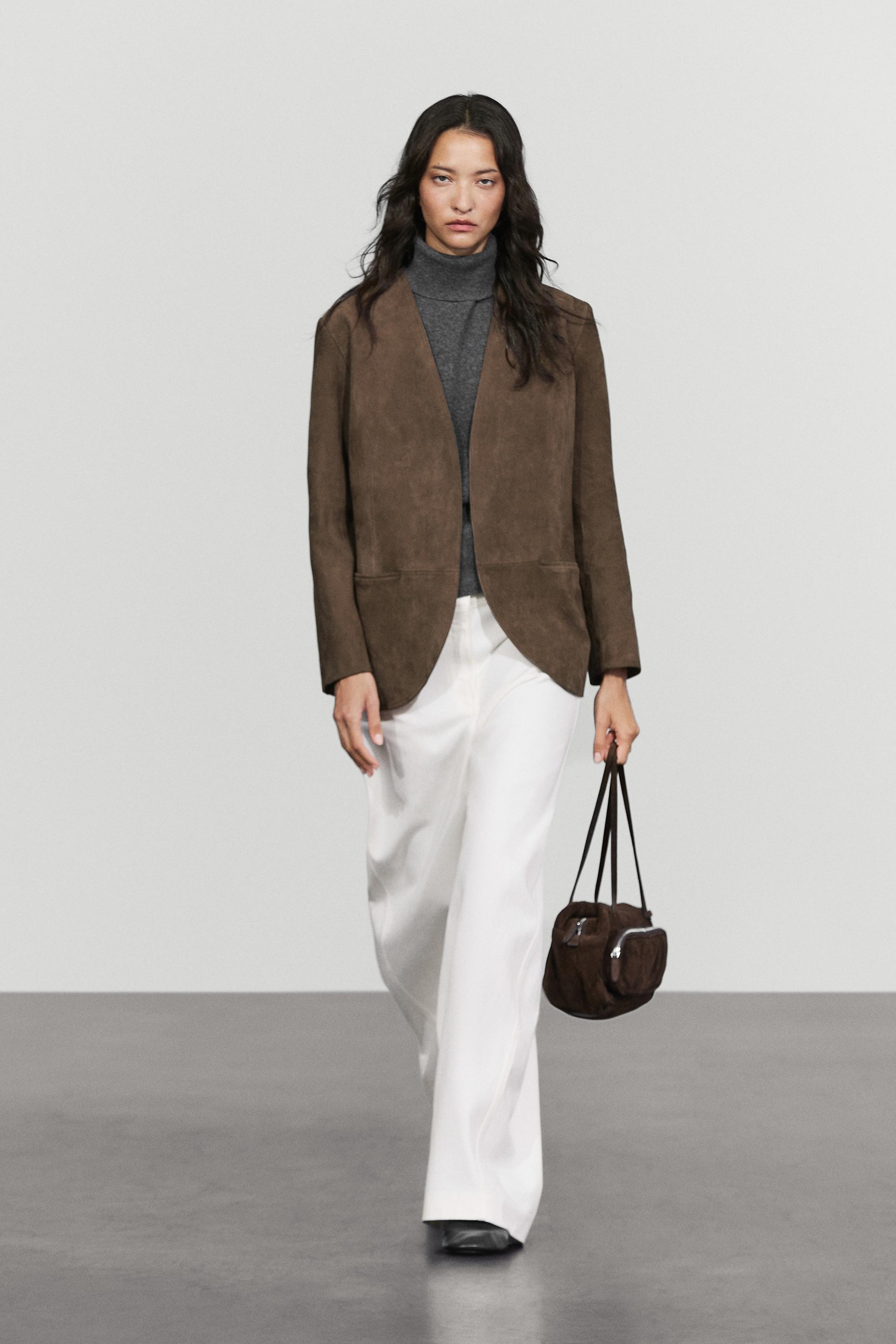 Veste en cuir et daim