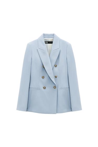 DOUBLE-BREASTED PIQUÉ BLAZER