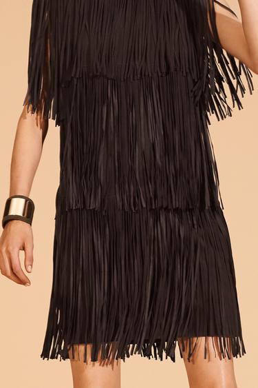 LIMITED EDITION SUEDE LEATHER FRINGE DRESS - Brown by Zara - Image 2