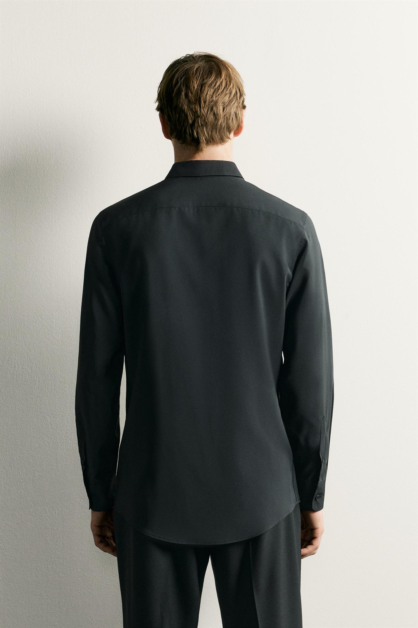 Мужская рубашка Zara Regular Fit, цвет: Чёрный — фото 3