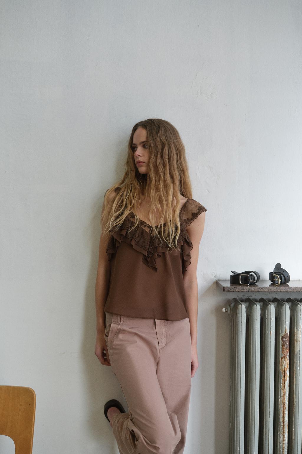 RUFFLED EMBROIDERED TOP - image 2