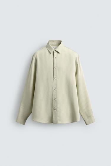 STRIPED FLOWING SHIRT - Light green by Zara