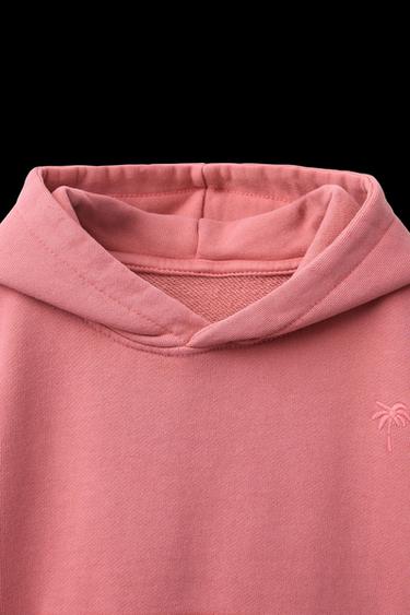 WESTE MIT KAPUZE UND PALMENSTICKEREI - verwaschenes Rosa von Zara