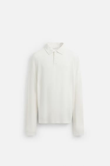 VISCOSE/LINEN POLO SHIRT - Oyster-white by Zara
