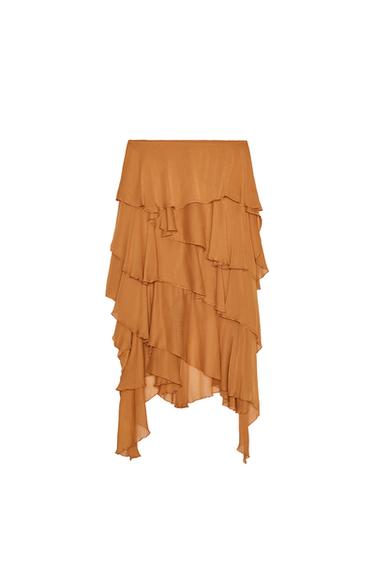 ZW COLLECTION ASYMMETRIC RUFFLE MIDI SKIRT