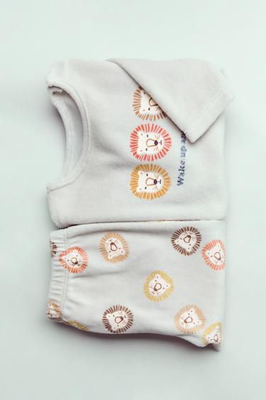 2-6 ANS/ PYJAMA VELOURS PETITS LIONS - Vert clair de Zara