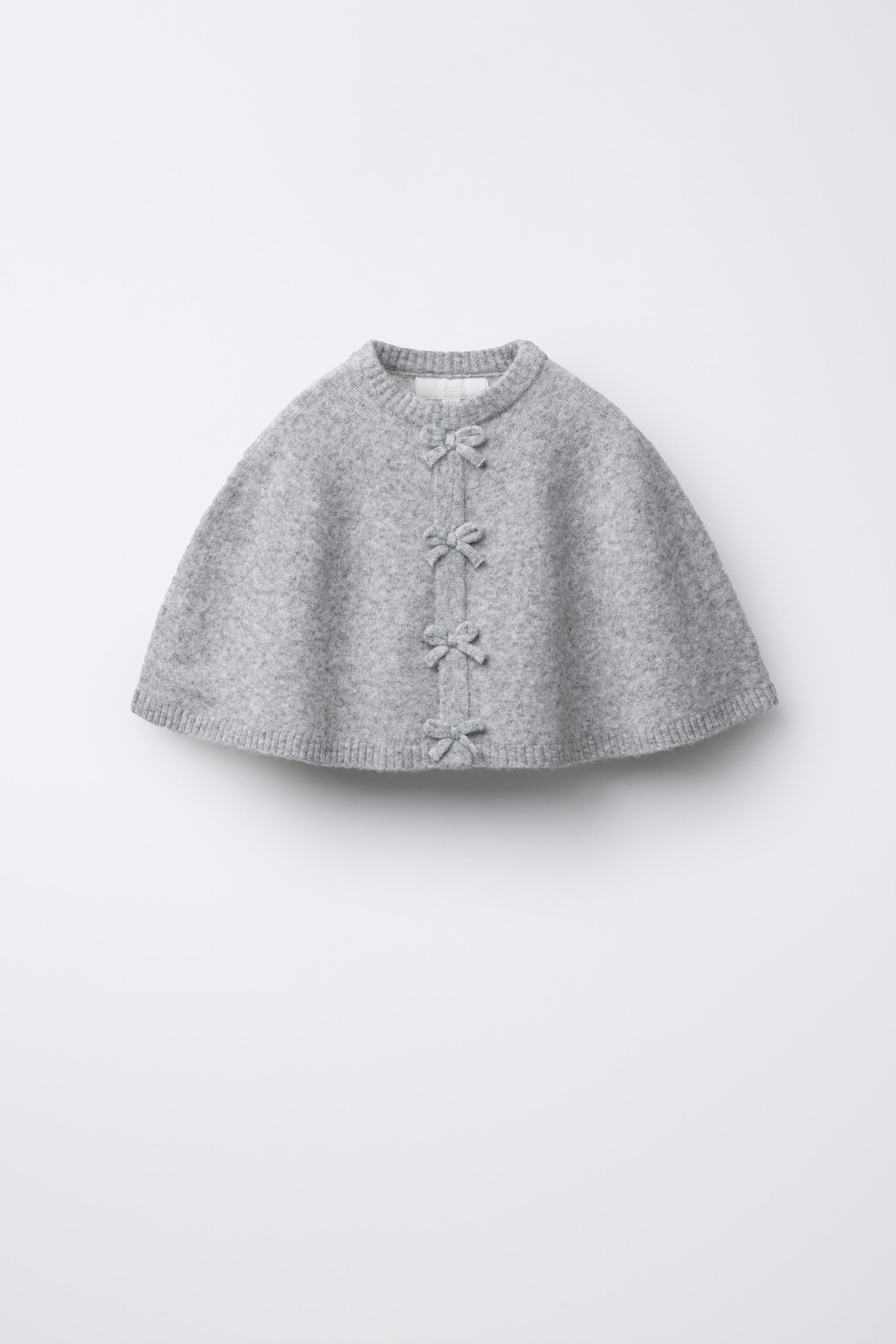 CAPE PONCHO WITH BOWS Gray ZARA Canada