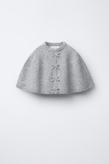 BOW CAPE PONCHO - Grey by Zara