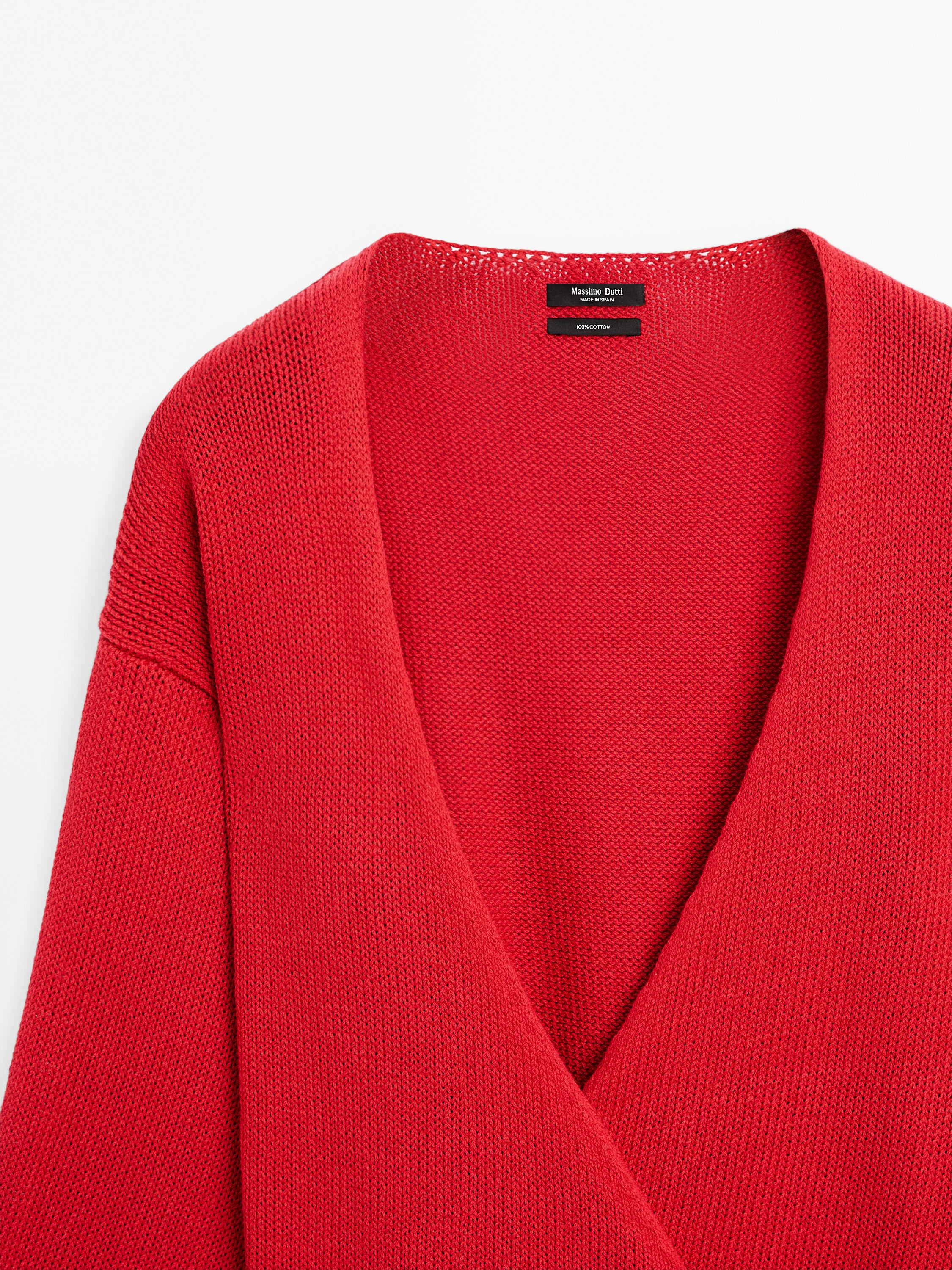 Knit cardigan with belt detail