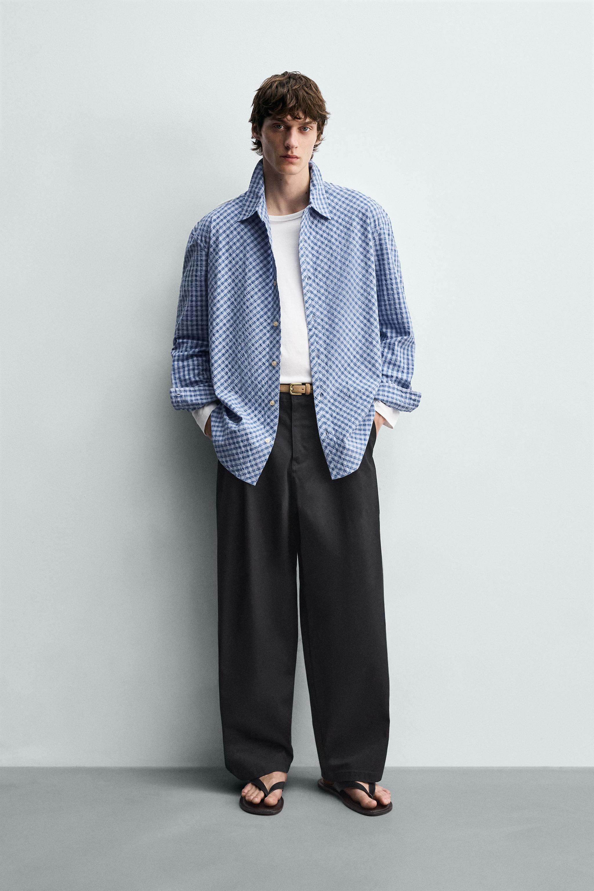 CHEMISE RELAXED FIT À CARREAUX TEXTURÉE