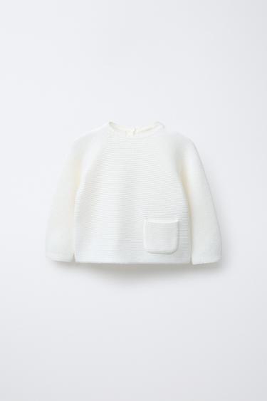 KNIT SWEATER WITH POCKET - Light ecru by Zara