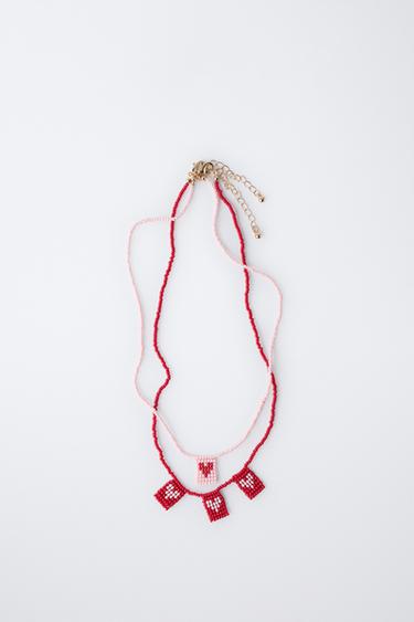 PACK OF TWO HEART BEAD NECKLACES - Red by Zara - Image 3