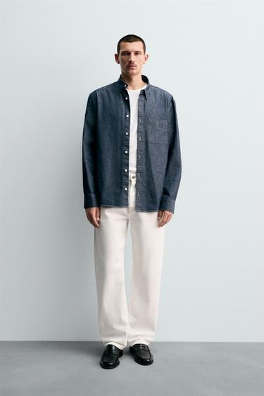 JEAN DROIT LONGUEUR CHEVILLE SELVEDGE - Écru de Zara - Image 1