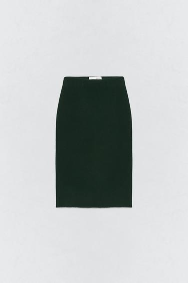 SOSHIOTSUKI X ZARA 100% 울 미디 스커트 - Zara 다크 보틀