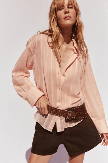 CHEMISE RAYURES - Pêche de Zara