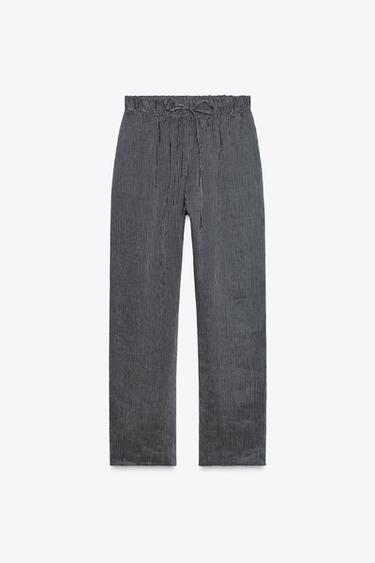 STRIPED LINEN-BLEND TROUSERS ZW COLLECTION - Blue by Zara - Image 0