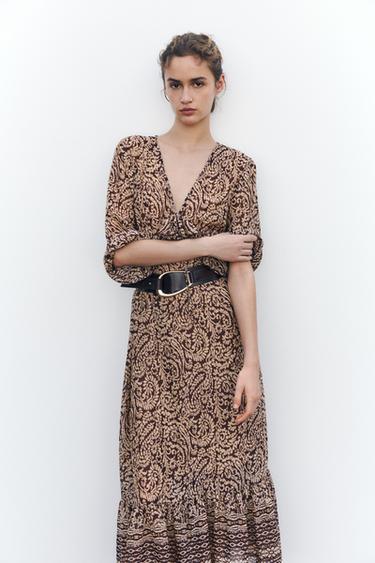 PRINTED MIDI DRESS WITH RUFFLES - Multicoloured by Zara - Image 3