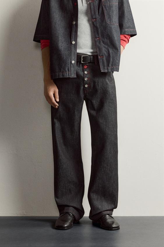 JEANS LOOSE FIT BOUTONNAGE - Indigo de Zara - Image 2
