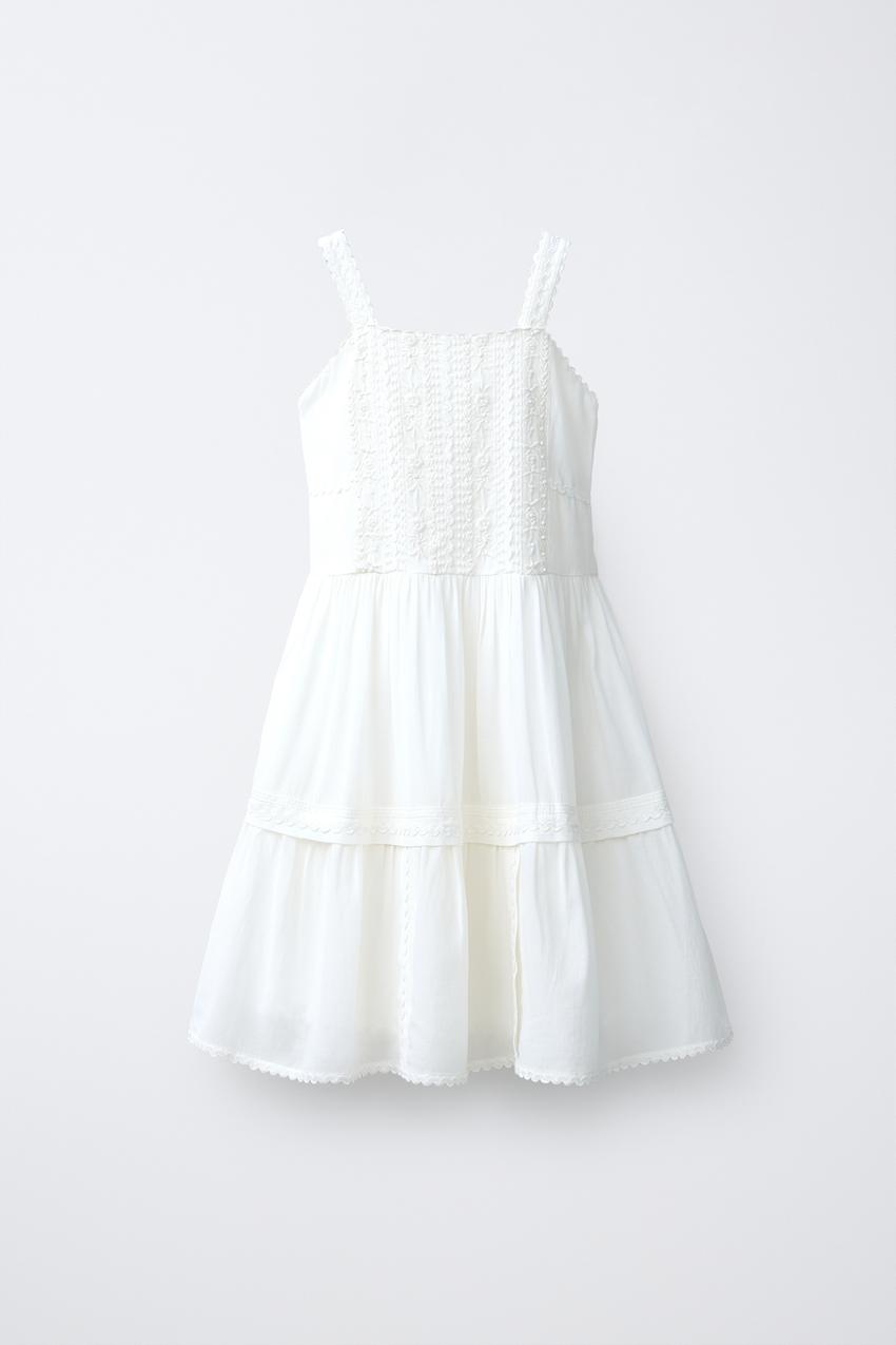 Zara - Romantic Embroidered Dress - White - 6-7 Years (48,0 Inches) - Kids