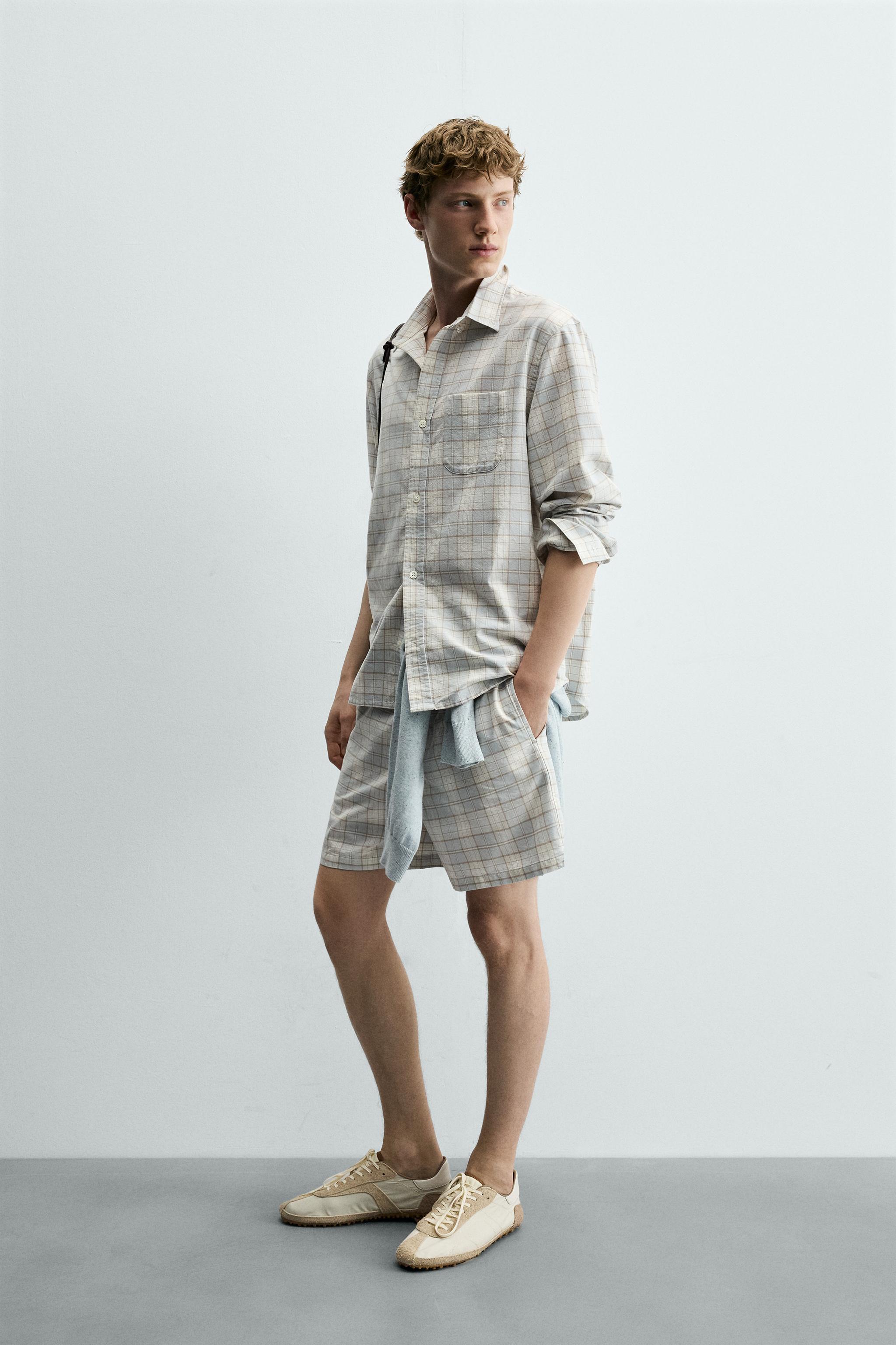 REGULAR FIT CHECK SHIRT - Sky blue | ZARA United Kingdom