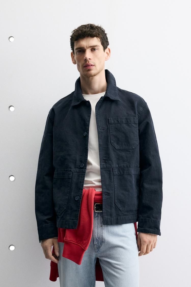 ZARA RELAXED FIT WASHED CANVAS OVERSHIRT