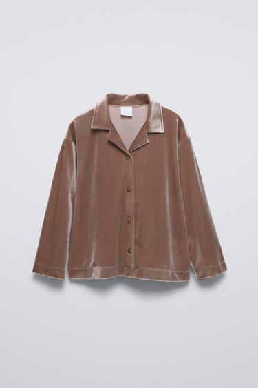 Zara VELVET SHIRT - Beige