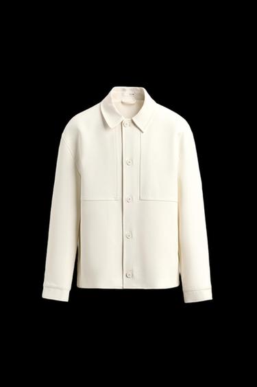 Zara BOXY FIT OVERSHIRT - Oyster-white