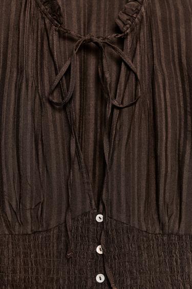 TOP STRUCTURÉ AVEC NŒUD - Marron foncé de Zara - Image 6