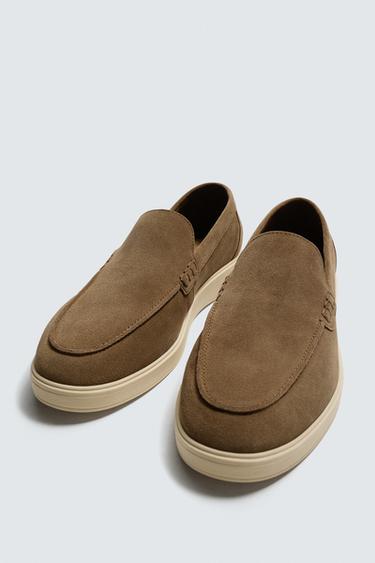 Zara CASUAL LEATHER LOAFERS - Brown