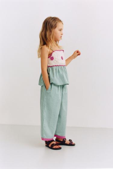 PANTALÓN BALLON RAYAS - Verde de Zara