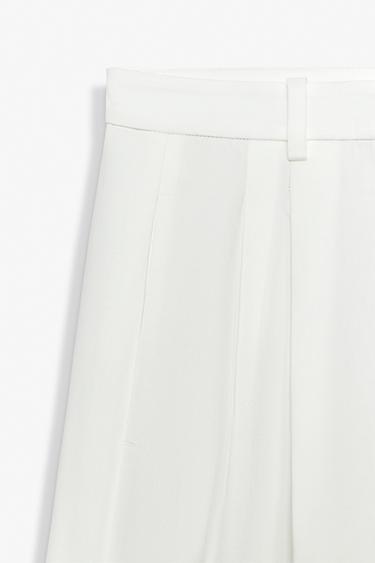 PANTALON WIDE LEG PLISSÉ ZW COLLECTION - Blanc de Zara - Image 9