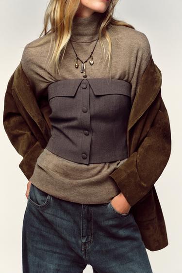 CONJUNTO TOP BUSTIER Y FALDA PANTALÓN CINTURÓN - Tierra de Zara - Imagen 0